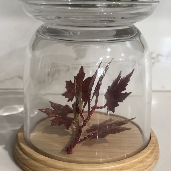 Bath & Body Works Glass Cloche Fall Leaves 3 Wick Candle Holder - Picture 3 of 5